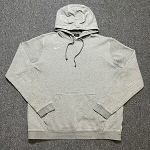 Y2K Nike Grey Pullover‎ Hoodie Long Sleeve Athletic Size L White Swoosh